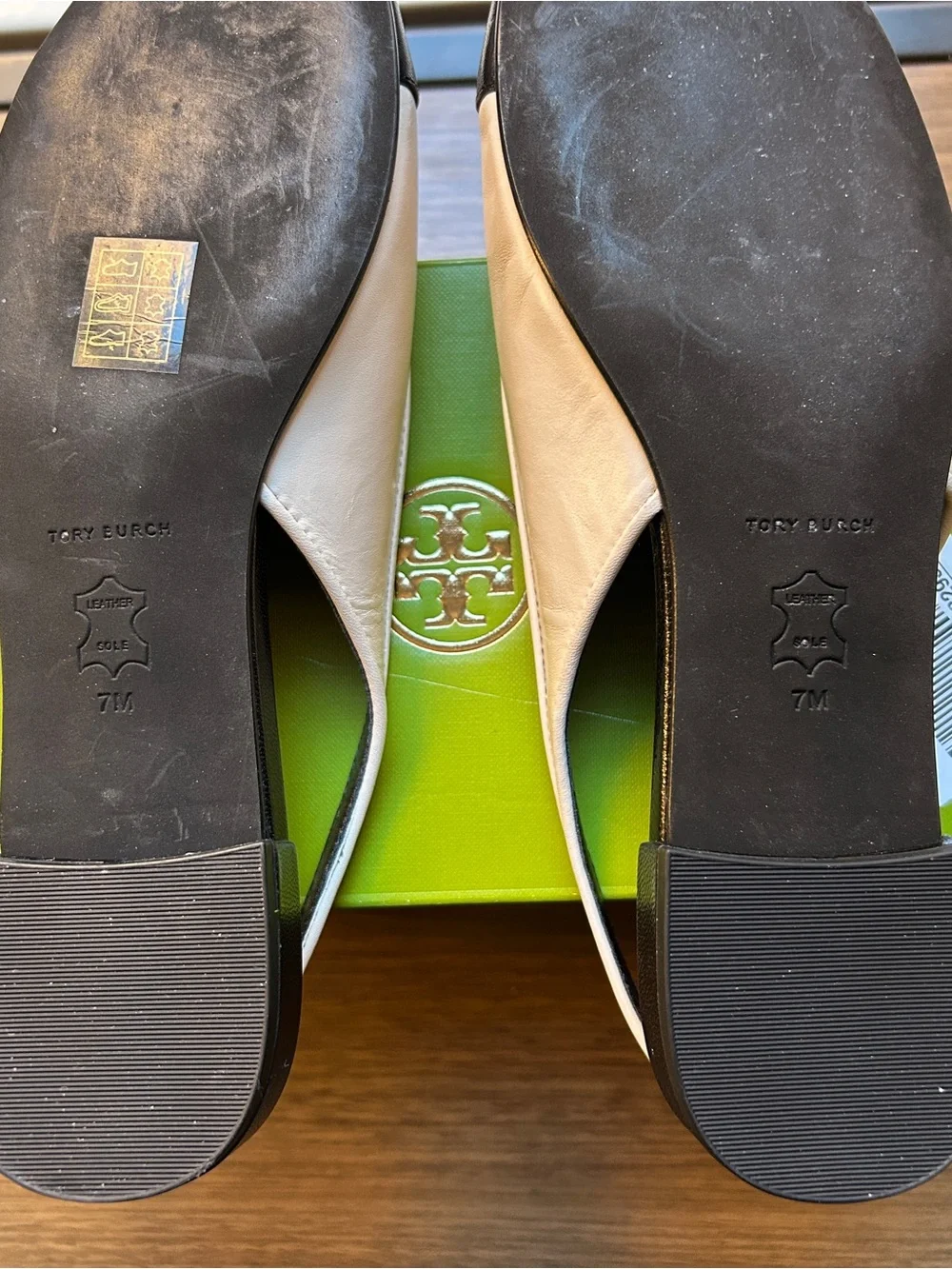 New Tory Burch Cap-Toe Slingback Ballet Cream/Black, Size 7, $300 Retail